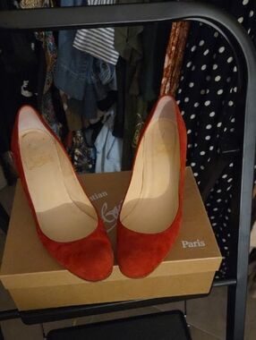 Christian Louboutin Red Suede Pointed-Toe Pumps
